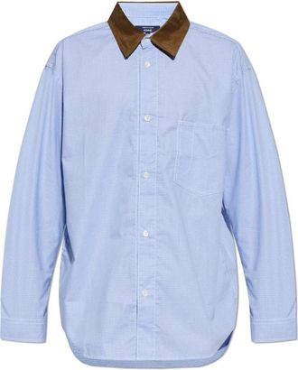 Comme Des Gar&ccedil;ons Corduroy Collar Shirt - Heren - Casual Overhemden - Blauw - S - Katoen - Overhemden