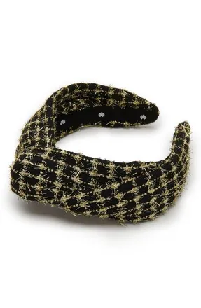 Lele Sadoughi Marlene Tweed Headband in Jet Gold at Nordstrom