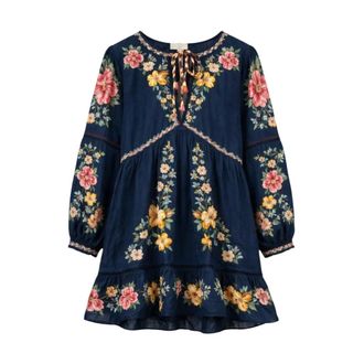 Farm Rio FARM Rio, Short Dresses, female, Blue, Size: XS Mini Dress Maria Floral