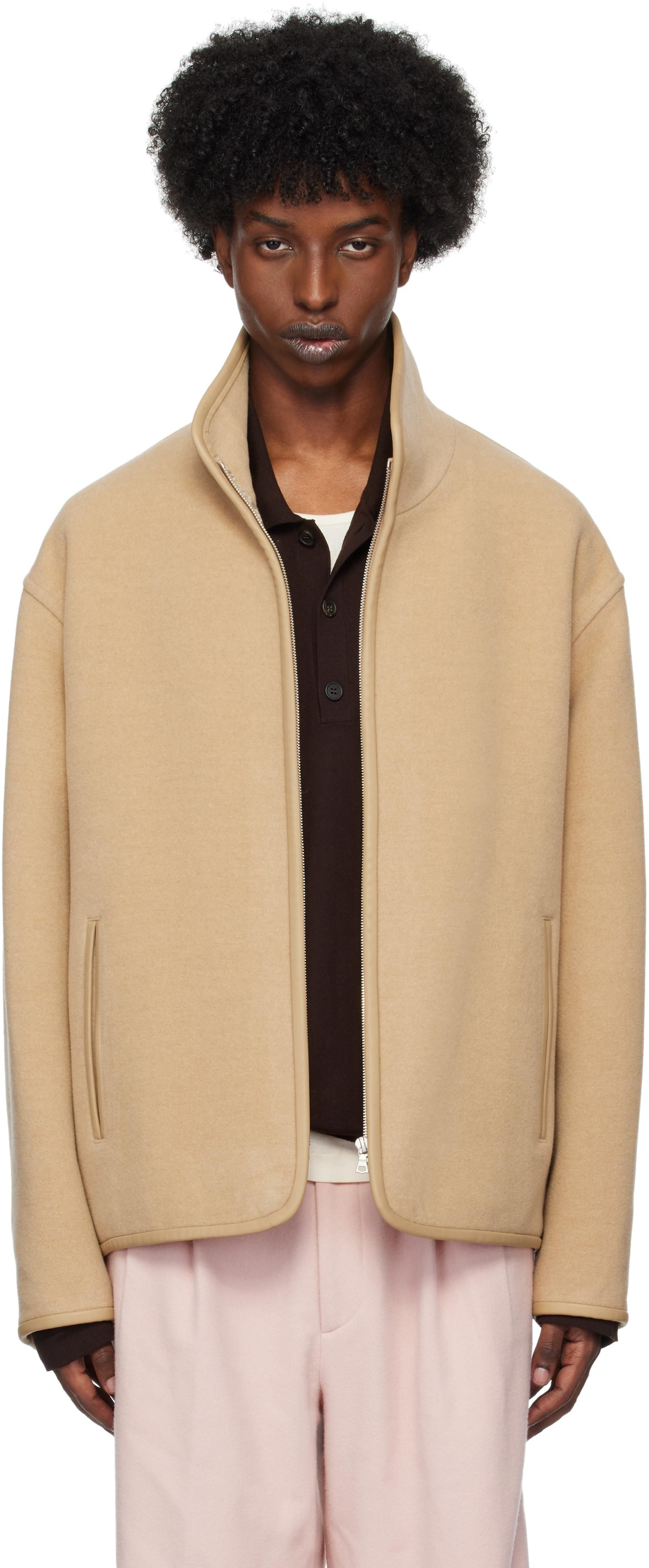 AURALEE Beige Double Cloth Heavy Pile Zip Hoodie Auralee