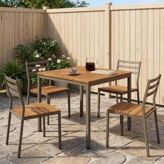 vidaXL Vidaxl Tavolo Da Cena Da Giardino Naturale E Caff&egrave; 80 X 80,5 X 75 Cm