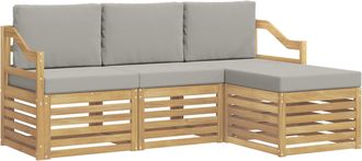 vidaXL Conjunto De Sof&aacute;s De Exterior 4 Uds. Blanco Y Gris Claro Vidaxl
