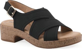 White Mountain Finlee Block Heel Sandal in Black Nubuck at Nordstrom Rack, Size 9.5