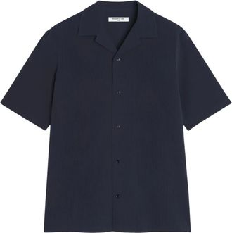Maison Kitsun&eacute; Short Sleeve Shirts, male, Blue, Size: XL Short Sleeve Button Shirt