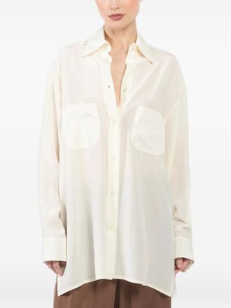 Dusan Boyfriend&acute;s blouse met zak - Beige