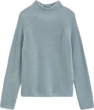 Marc O'Polo Truien- Lsl- Opstaande kraag - Dames - Coltruien - Blauw - XL - Katoen - Truien & Vesten
