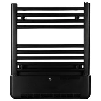 TCP 2 in 1 Tubular Towel Radiator with Built-in Downflow Blower Heater in Black