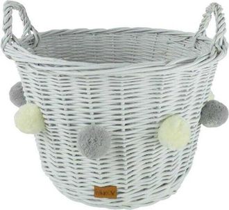OEM Cesta De Juguetes Redonda Con Orejas Blancas Y Pompones