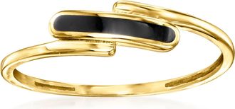 Canaria Canaria Black Enamel Bypass Ring in 10kt Yellow Gold