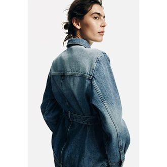 H&M Tie-belt denim jacket in Denim Blue at Nordstrom, Size Xx-Large