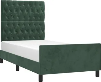vidaXL Vidaxl - Estructura De Cama Sin Colch&oacute;n Terciopelo Verde Oscuro 90x200cm