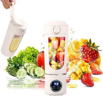 OEM Licuadora Port&aacute;til Inal&aacute;mbrica Con Doble Tapa Y Pantalla Digital (700 Ml), Recargable, Con 12 Cuchillas De Acero Inoxidable, Zumos Y Para Llevar