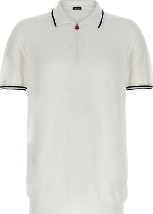 Kiton White Cotton Polo Mens Shirt