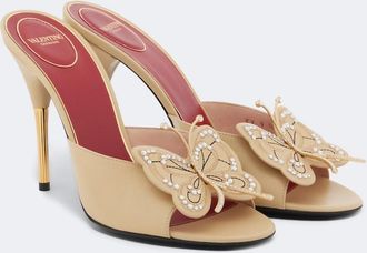 Valentino Garavani Flutterby embellished leather mules