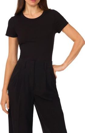 Halogen Rib Knit Jersey T-Shirt in Rich Black at Nordstrom Rack, Size X-Small