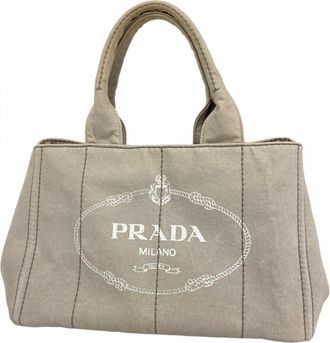 Prada Light Gray Canvas Tote Bag (Pre-Owned)