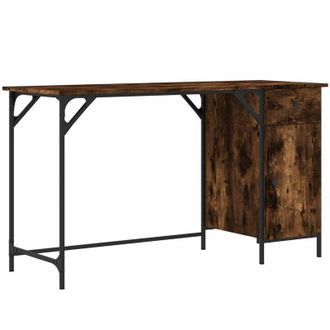 vidaXL Vidaxl - Computer Desk Smoked Oak 131x48x75 cm Engineered Wood