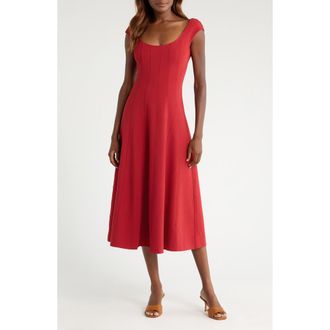 Staud Cap Sleeve Midi Dress in Rouge at Nordstrom Rack, Size 16
