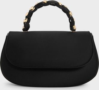 Charles & Keith Eilian Satin Braided Top Handle Bag