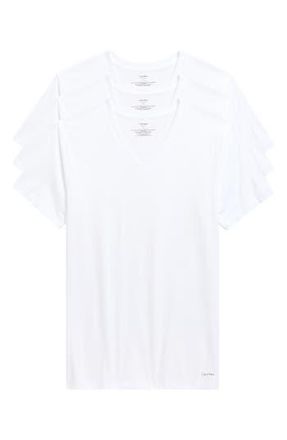 Calvin Klein 3-Pack Cotton V-Neck T-Shirt in 100 White at Nordstrom Rack, Size X-Large