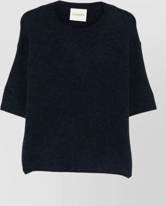 Closed wool knitted crew neck short sleeve sweater