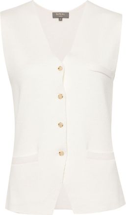 N.Peal Mila cotton-blend waistcoat - women - Silk/Cotton/Cashmere - L - Neutrals
