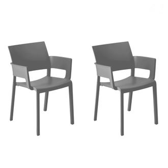 Resol Fiona Set 2 Silla Con Brazos Interior, Exterior Gris Oscuro