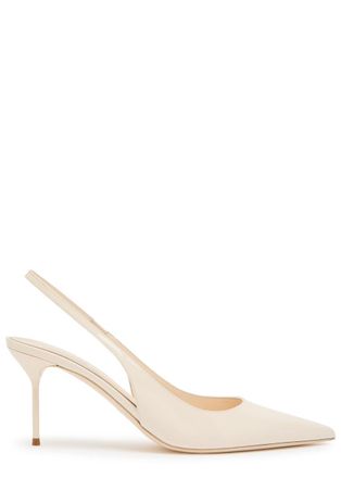 PARIS TEXAS Lidia 70 Patent Leather Slingback Pumps - Ivory