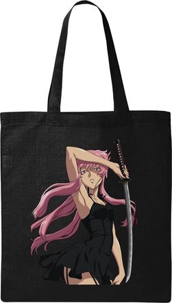Generic Cute anime katana fighter girl Natural Ecological Cotton Tote Bag Black