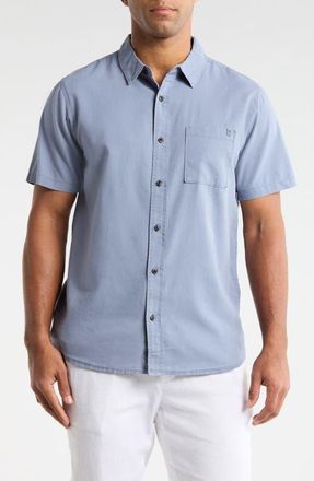 Roark Made to Fade Short Sleeve Cotton & Lyocell Button-Up Shirt in Washed Slate at Nordstrom, Size Xx-Large