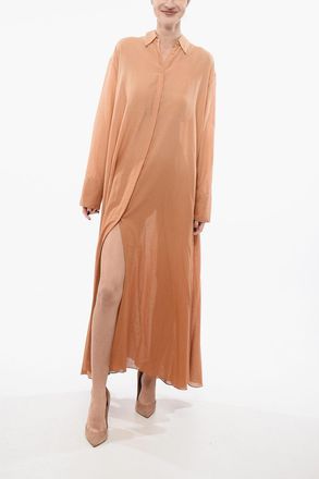 Super Blond Flared Shirt Dress with Hidden Buttoning Super Blond