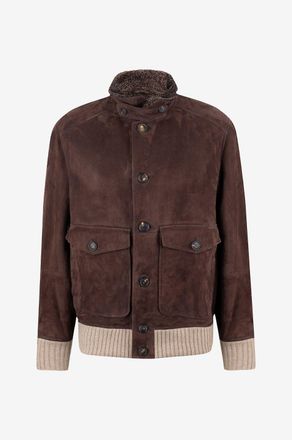 Brunello Cucinelli Bomberjacke aus Wildleder-Shearling und Kaschmir