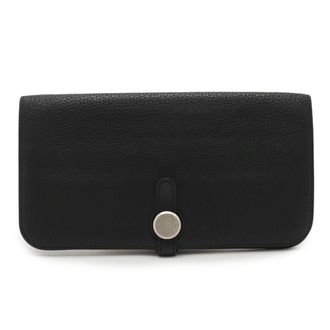 Herm&egrave;s Black Togo Leather Long Wallet (Bi-Fold) (Pre-Owned)