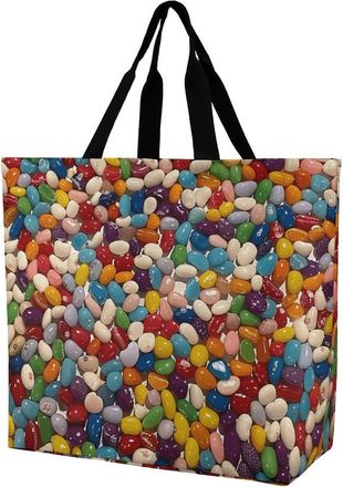 Generic Assorted Jelly Beans Grocery Bag Large Capacity Shopper Bag Handle Handbags For Camping College Beach