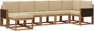 vidaXL Conjunto De Sof&aacute;s De Exterior 7 Uds. Natural Y Beige Poli&eacute;ster Vidaxl