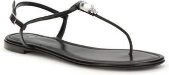 Giuseppe Zanotti Womens Black Calf Leather Bos Taurus Flat Sandals