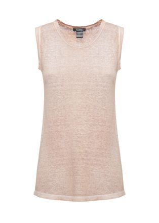 Avant Toi Brown Linen Round Neck Tank Top