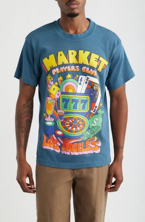 Market Players Club Cotton Graphic T-Shirt in Pebble Blue at Nordstrom, Size Xx-Large