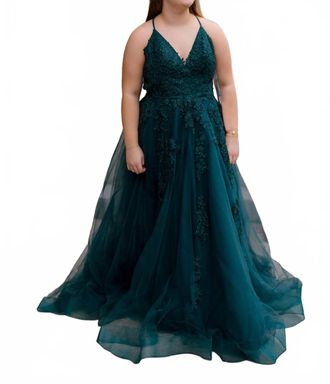 La Femme Womens Prom Dress In Dark Teal