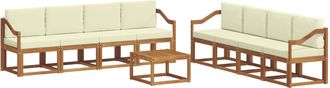 vidaXL Conjunto De Sof&aacute;s De Exterior 9 Uds. Natural Y Crema Vidaxl