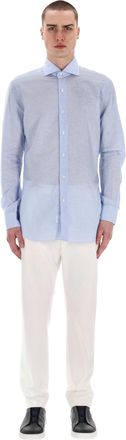 Barba Cult Line Cotton-Linen Tailored Stripe Shirt