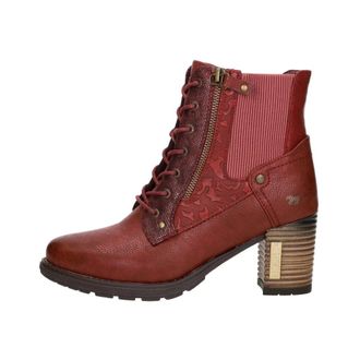 Mustang Veterschoenen Hak - Dames - Laarzen met Hak - Rood - 39 EU - Schoenen
