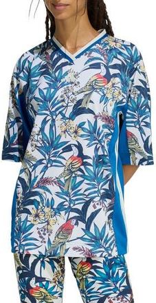 adidas x Farm Rio Premium T-Shirt in Dark Marine/Talc/Gold at Nordstrom Rack, Size X-Small