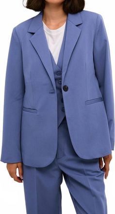 Kaffe Kasakura Single-Breasted Blazer In Blue Indigo