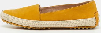 Tod's Tods Mustard Yellow Nubuck Leather Skate Espadrille Flats