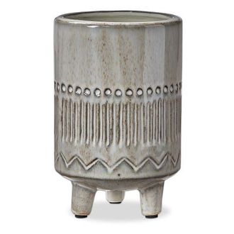 Tag Olema Carved Grey Glazed Terracotta Planter Decorative Use in White at Nordstrom