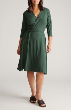 Universal Standard The Divine Jersey Wrap Dress in Dark Green at Nordstrom, Size Xx-Large