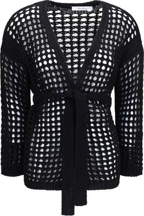 Max Mara Black Crochet V Neck Cardigan