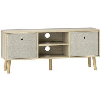 HOMCOM Mueble de tv 110x29x46.5 cm madera y beige