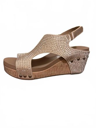 Corkys Footwear Womens Carley Champagne Crystals Wedge In Chamoagne
